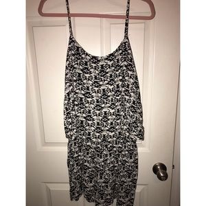 Black and white open back romper